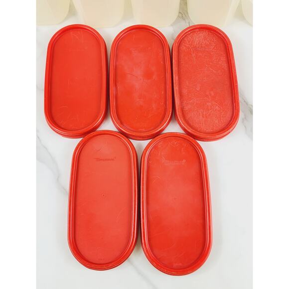 Tupperware Storage Container Set w/ Red Lid 2 Cups to 12 1/4 Cups USA x5 - Picture 13 of 16